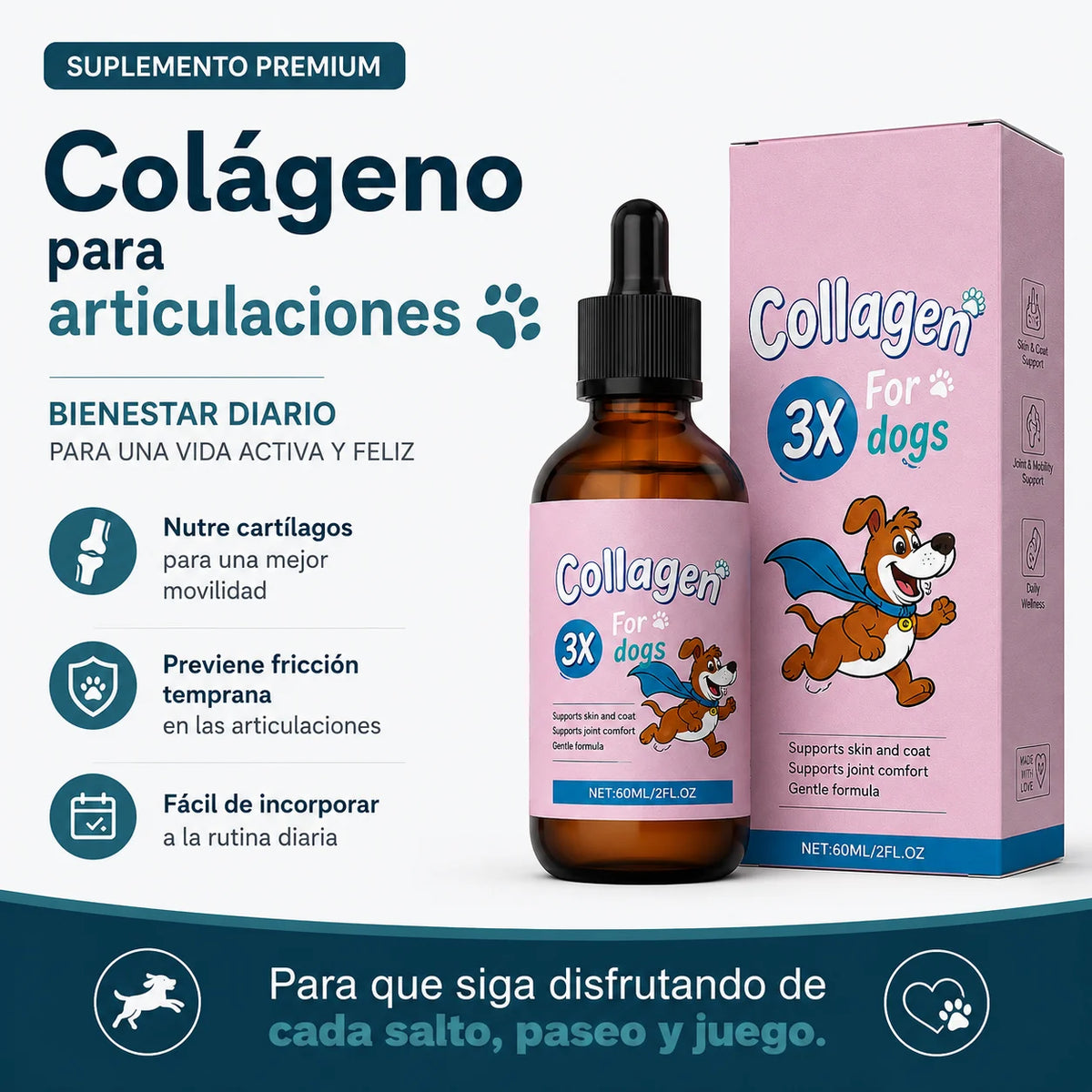 Colágeno Líquido para Articulaciones de Perros con Ácido Hialurónico